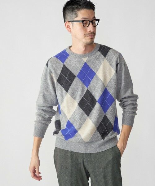 SHIPS / シップス ニット・セーター | SHIPS: 12G イタリー ヤーン アーガイル クルーネック ニット プルオーバー | 詳細4
