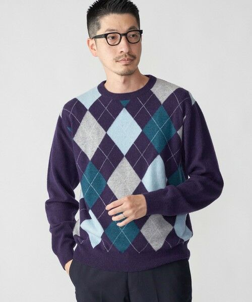SHIPS / シップス ニット・セーター | SHIPS: 12G イタリー ヤーン アーガイル クルーネック ニット プルオーバー | 詳細23