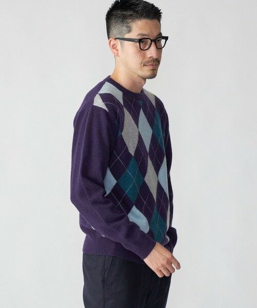 SHIPS / シップス ニット・セーター | SHIPS: 12G イタリー ヤーン アーガイル クルーネック ニット プルオーバー | 詳細25