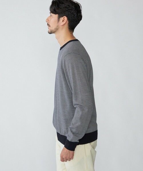 SHIPS / シップス ニット・セーター | SHIPS: HANDFRAME 16ゲージ マイクロボーダー クルーネック ニット | 詳細13