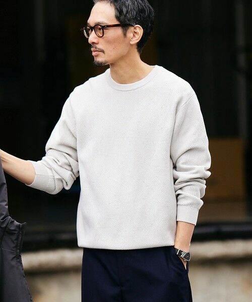 SHIPS / シップス ニット・セーター | SHIPS:〈洗濯機可能〉SOLOTEX(R) コットン ピケ クルーネック ニット(ライトグレー)