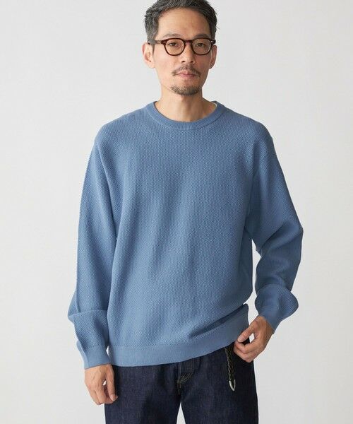 SHIPS / シップス ニット・セーター | SHIPS:〈洗濯機可能〉SOLOTEX(R) コットン ピケ クルーネック ニット(ネイビー)