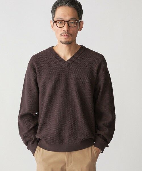 SHIPS / シップス ニット・セーター | SHIPS:〈洗濯機可能〉SOLOTEX(R) コットン ピケ Vネック ニット | 詳細3