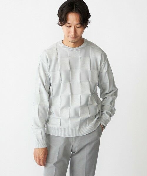 SHIPS / シップス ニット・セーター | SHIPS:〈手洗い可能〉Amossa(R) シャンティ ブロック リンクス編み 長袖 ニット(ライトグレー)