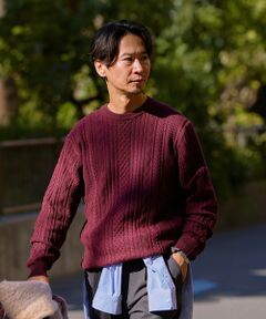 SHIPS / シップス ニット・セーター | SHIPS:〈手洗い可能〉コットン ウール アラン クルーネック プルオーバー ニット