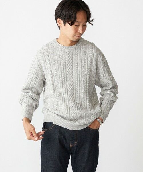 SHIPS / シップス ニット・セーター | SHIPS:〈手洗い可能〉コットン ウール アラン クルーネック プルオーバー ニット | 詳細3