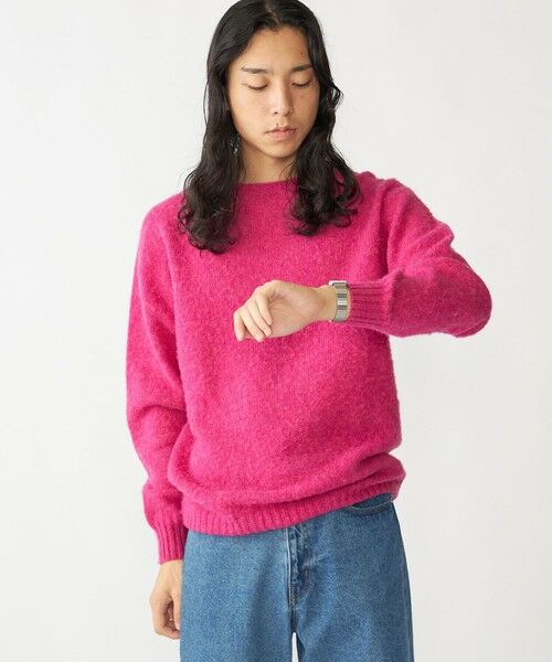 SHIPS / シップス ニット・セーター | 【SHIPS別注】HARLEY OF SCOTLAND:ウォッシャブル シャギー クルーネックニット(ピンク系)