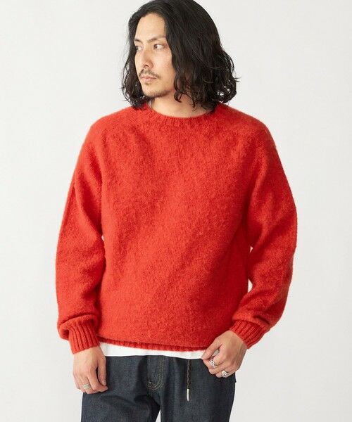 SHIPS / シップス ニット・セーター | 【SHIPS別注】HARLEY OF SCOTLAND:ウォッシャブル シャギー クルーネックニット(レッド系)