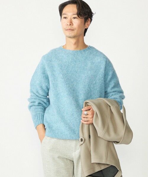 SHIPS / シップス ニット・セーター | 【SHIPS別注】HARLEY OF SCOTLAND:ウォッシャブル シャギー クルーネックニット(スカイブルー)