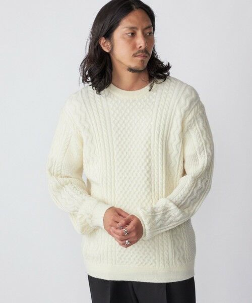 SHIPS / シップス ニット・セーター | SHIPS:〈手洗い可能〉ランダム アラン クルーネック プルオーバー ニット | 詳細1