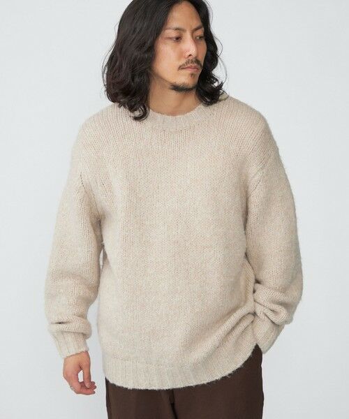 SHIPS / シップス ニット・セーター | SHIPS: フラッフィー メランジ クルーネック プルオーバー ニット(ベージュ)