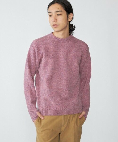 SHIPS / シップス ニット・セーター | SHIPS: 奥山メリヤス ブリティッシュ ウール クルーネック ニット(ピンク)