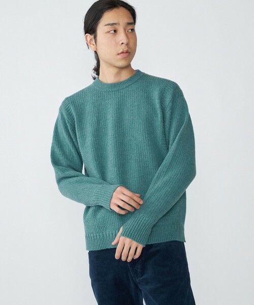 SHIPS / シップス ニット・セーター | SHIPS: 奥山メリヤス ブリティッシュ ウール クルーネック ニット(ライトグリーン)