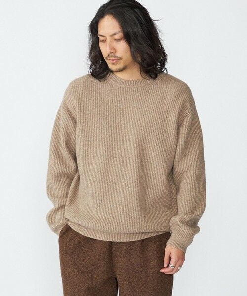 SHIPS / シップス ニット・セーター | SHIPS:〈手洗い可能〉7ゲージ ブラッシュド コットン クルーネック プルオーバー ニット(ベージュ系)