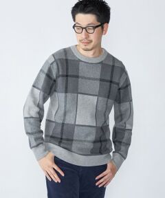 SHIPS / シップス ニット・セーター | SHIPS:〈洗濯機可能〉 コットン カシミヤ チェック クルーネック ニット