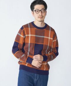 SHIPS / シップス ニット・セーター | SHIPS:〈洗濯機可能〉 コットン カシミヤ チェック クルーネック ニット