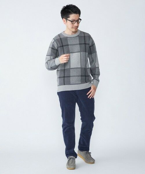 SHIPS / シップス ニット・セーター | SHIPS:〈洗濯機可能〉 コットン カシミヤ チェック クルーネック ニット | 詳細1