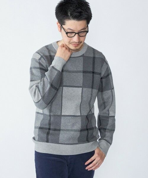 SHIPS / シップス ニット・セーター | SHIPS:〈洗濯機可能〉 コットン カシミヤ チェック クルーネック ニット | 詳細2