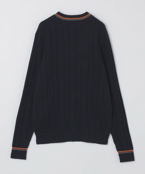 SHIPS / シップス ニット・セーター | ALANPANE: 12ゲージ ケーブル編み コットン Vネック クリケットセーター | 詳細1