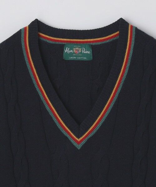 SHIPS / シップス ニット・セーター | ALANPANE: 12ゲージ ケーブル編み コットン Vネック クリケットセーター | 詳細2