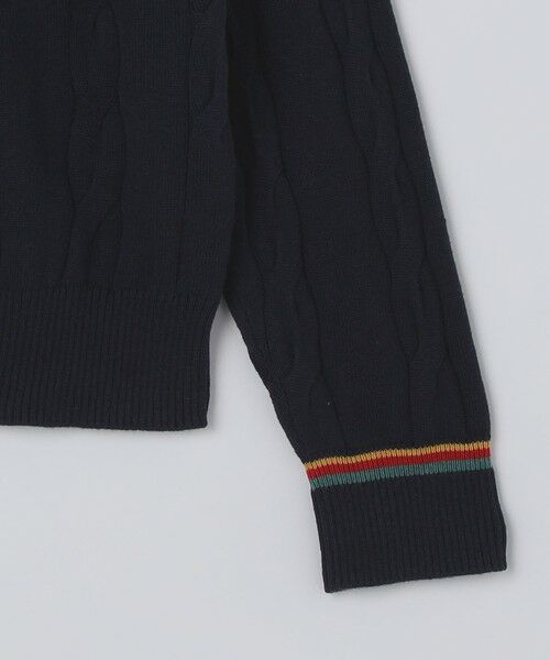 SHIPS / シップス ニット・セーター | ALANPANE: 12ゲージ ケーブル編み コットン Vネック クリケットセーター | 詳細3