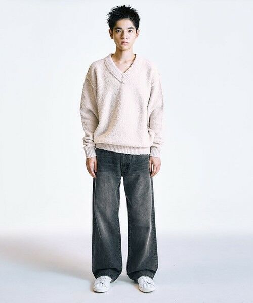 SHIPS / シップス ニット・セーター | City Ambient Products:〈手洗い可能〉ループヤーン ワイドリブ Vネック ニット | 詳細1