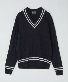 SHIPS / シップス ニット・セーター | ALANPAINE: 7ゲージ ケーブル編み Vネック クリケット セーター