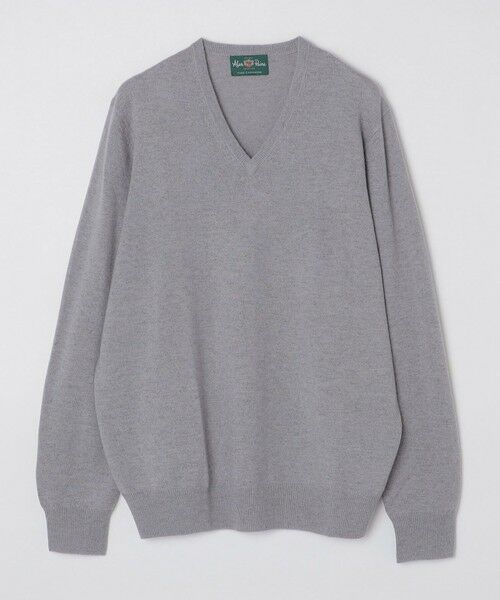 SHIPS / シップス ニット・セーター | ALAN PAINE: 12ゲージ カシミヤ Vネックニット(チャコールグレー)