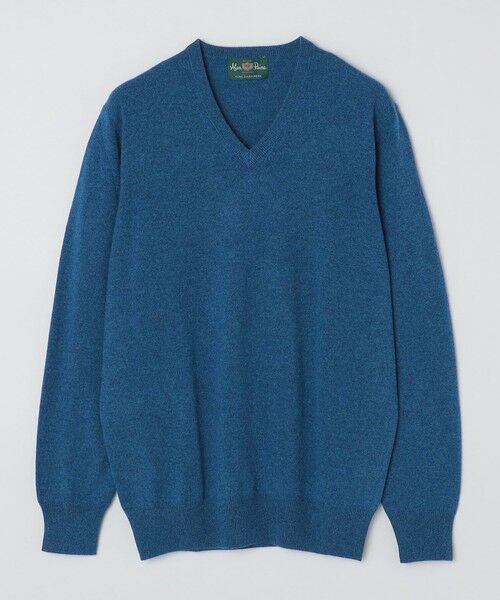 SHIPS / シップス ニット・セーター | ALAN PAINE: 12ゲージ カシミヤ Vネックニット(ブルー)