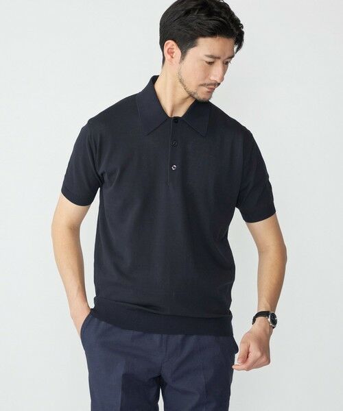 SHIPS / シップス ニット・セーター | SHIPS: ICE COTTON ショートスリーブ ニットポロ(ネイビー)