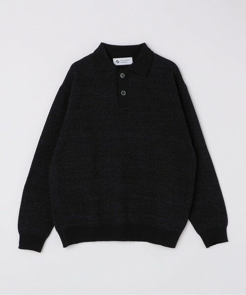 SHIPS / シップス ニット・セーター | City Ambient Products:〈手洗い可能〉ポリエステル メッシュ ニット ポロ ロングスリーブ(ブラック)