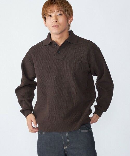 SHIPS / シップス ニット・セーター | City Ambient Products:〈手洗い可能〉ポリエステル メッシュ ニット ポロ ロングスリーブ | 詳細3