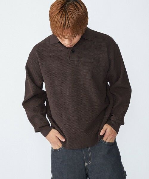 SHIPS / シップス ニット・セーター | City Ambient Products:〈手洗い可能〉ポリエステル メッシュ ニット ポロ ロングスリーブ | 詳細4