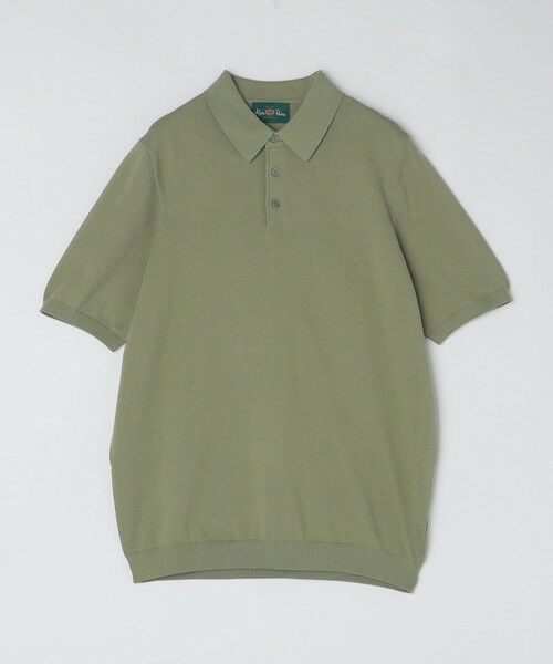 SHIPS / シップス ニット・セーター | ALANPAINE: 14ゲージ コットン ニット ポロシャツ(ライトグリーン)