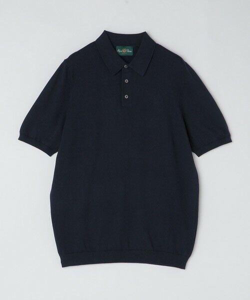 SHIPS / シップス ニット・セーター | ALANPAINE: 14ゲージ コットン ニット ポロシャツ(ネイビー)