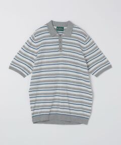 SHIPS / シップス ニット・セーター | ALANPANE: 16ゲージ マルチボーダー コットン ニット ポロシャツ