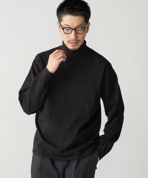 SHIPS / シップス ニット・セーター | SHIPS: ハイゲージ コットン ウール タートルネック ニット(ブラック)