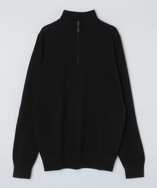 SHIPS / シップス ニット・セーター | ALAN PAINE:12ゲージ ジーロンラム ジップモック ニット(ブラック)
