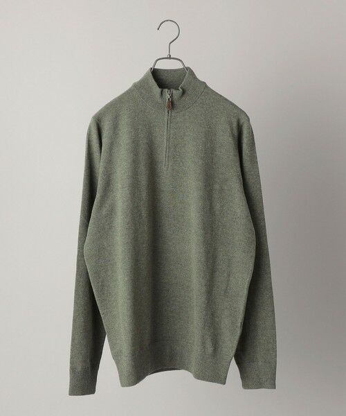 SHIPS / シップス ニット・セーター | ALAN PAINE:12ゲージ ジーロンラム ジップモック ニット(グリーン)