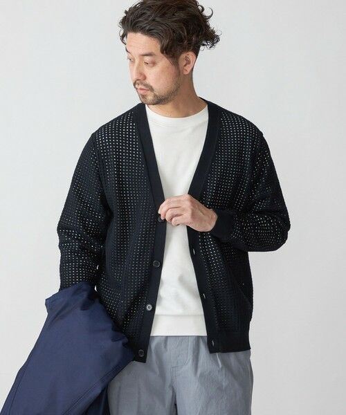 SHIPS / シップス カーディガン・ボレロ | SHIPS:〈手洗い可能〉12ゲージ クロシェライク アイレット カーディガン(ブラック)