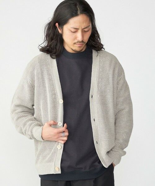 SHIPS / シップス カーディガン・ボレロ | SHIPS: 9GG サンフェード リネン Vネック カーディガン | 詳細3