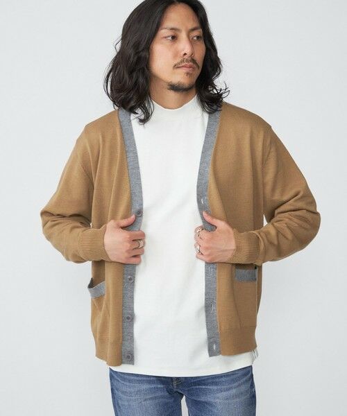 SHIPS / シップス カーディガン・ボレロ | SHIPS:〈手洗い可能〉ICE WOOL カラーパネル Vネック ニット カーディガン | 詳細1