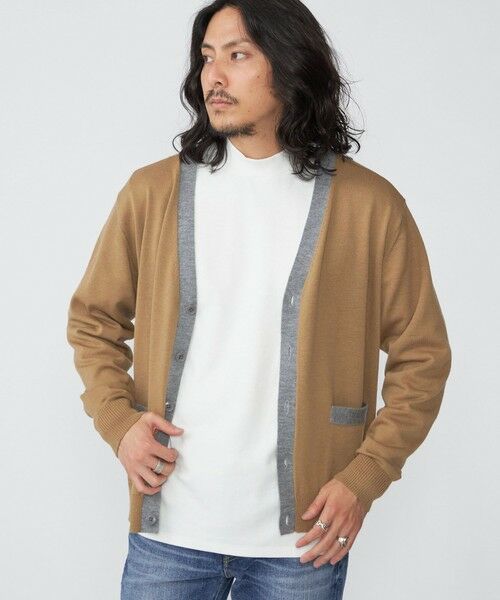 SHIPS / シップス カーディガン・ボレロ | SHIPS:〈手洗い可能〉ICE WOOL カラーパネル Vネック ニット カーディガン(ベージュ)