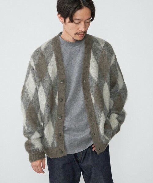 SHIPS / シップス カーディガン・ボレロ | SHIPS: モヘヤ アーガイル Vネック ニット カーディガン | 詳細1