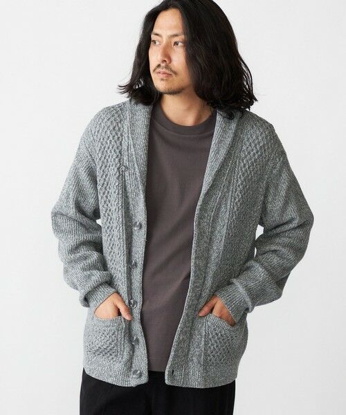 SHIPS / シップス カーディガン・ボレロ | SHIPS:〈手洗い可能〉ウール コットン アラン ショールカラー カーディガン | 詳細2