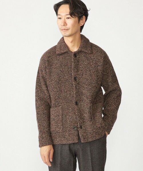 SHIPS / シップス カーディガン・ボレロ | SHIPS: ミックス ヤーン ポロ ニット カーディガン カバーオール(ブラウン)