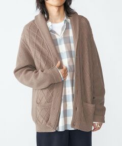 SHIPS / シップス カーディガン・ボレロ | SHIPS: 〈手洗い可能〉ウールコットン アラン ショール カーディガン