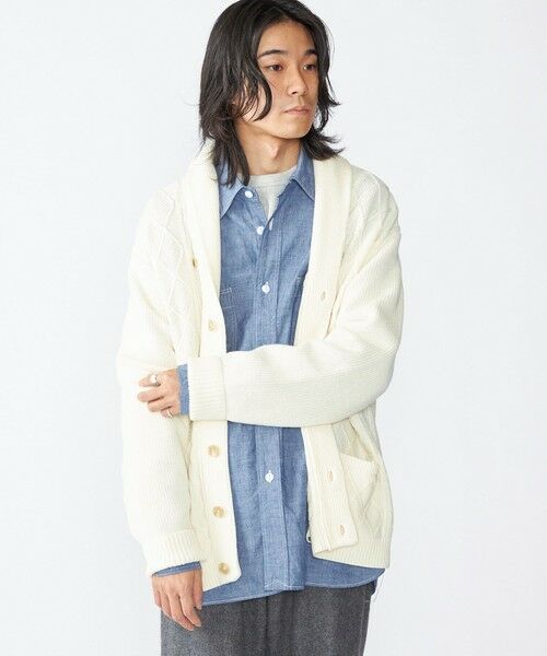 SHIPS / シップス カーディガン・ボレロ | SHIPS: 〈手洗い可能〉ウールコットン アラン ショール カーディガン | 詳細3