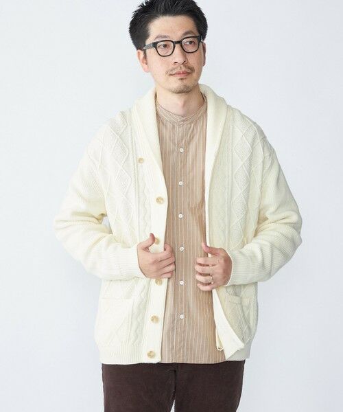 SHIPS / シップス カーディガン・ボレロ | SHIPS: 〈手洗い可能〉ウールコットン アラン ショール カーディガン | 詳細4