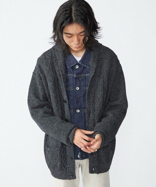 SHIPS / シップス カーディガン・ボレロ | SHIPS: 〈手洗い可能〉ウールコットン アラン ショール カーディガン | 詳細9